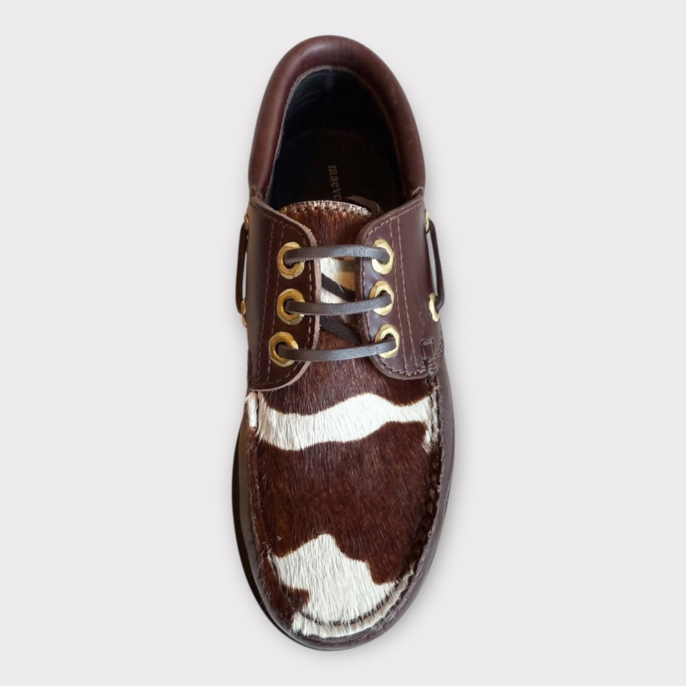 New! Maeve Cow Print Lug Sole Boat Shoes Sz 37 (US 5.5-6) - Picture 5 of 9